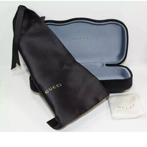 Gucci Velvet Hard Eyeglass Sunglass Case w Satin Bag - Black, NEW